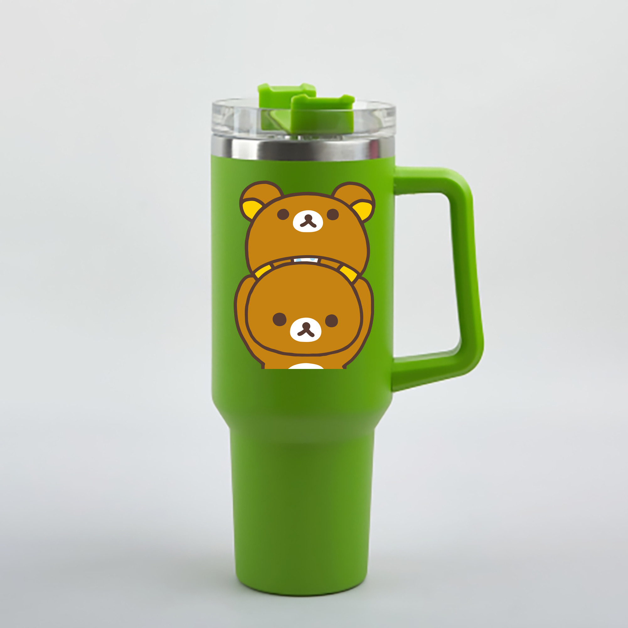 （画像用） リラックマ リラックマ キイロイトリ Rilakkuma Korilakkuma Kiiroitori 1200mL車用タンブラー - クリスタルステッカー（プラスチックストロー付き）